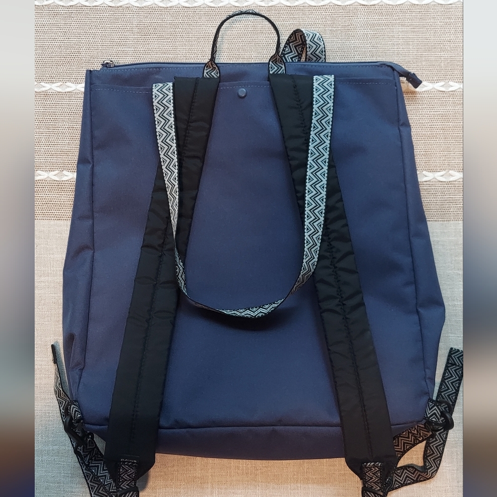 Dark Blue Backpack With Patterned Straps - image 5